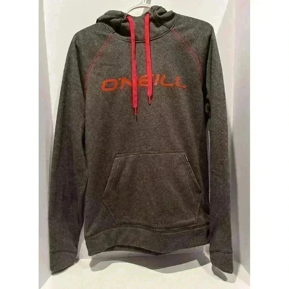 O'Neill Heather Grey & Neon Red Surf Core Pullover Hoodie M